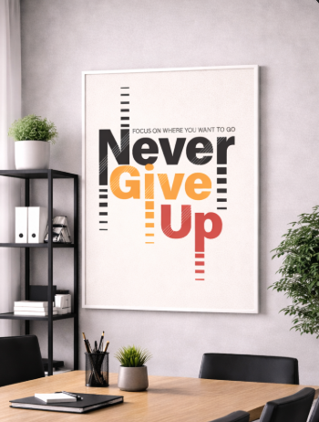 Never Give Up Bold Typography Canvas