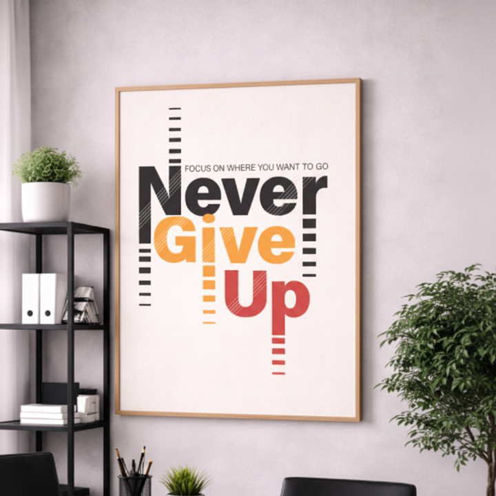 Never Give Up Bold Typography Canvas