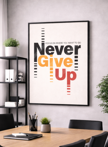 Never Give Up Bold Typography Canvas