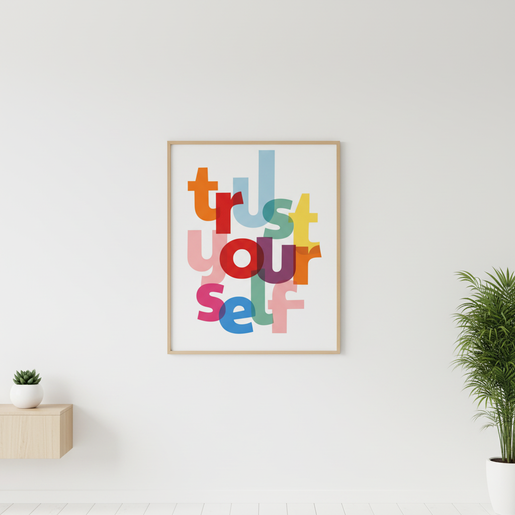 Trust Yourself Colorful Typography Canvas