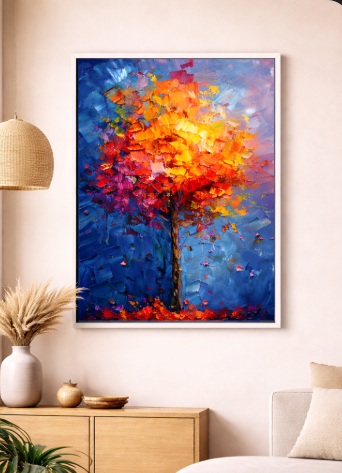 Abstract Colorful Tree Canvas Wall Art