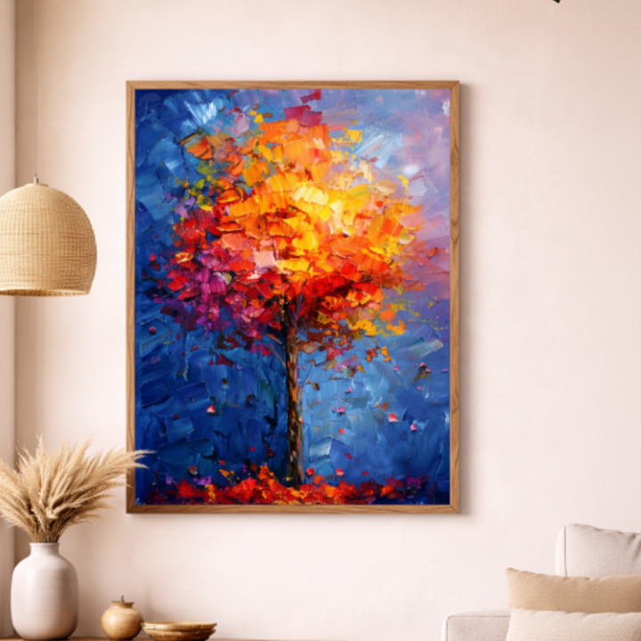Abstract Colorful Tree Canvas Wall Art