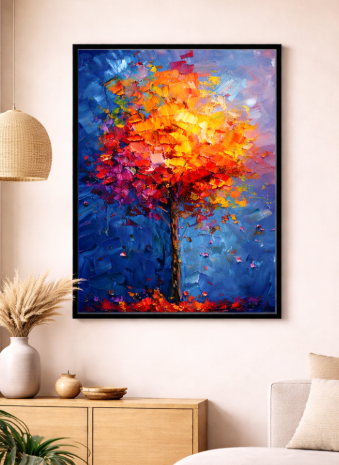 Abstract Colorful Tree Canvas Wall Art