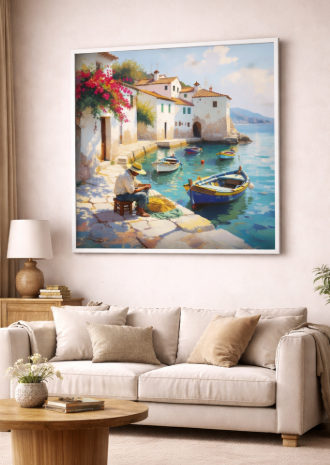 Mediterranean Harbor Life Canvas