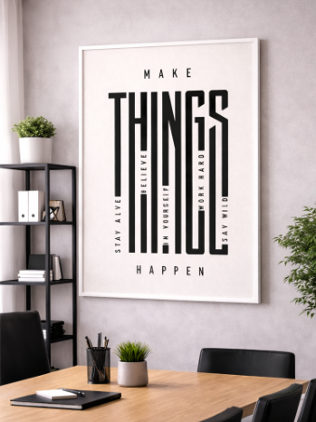 Make Things Happen Minimal Typography Canvas