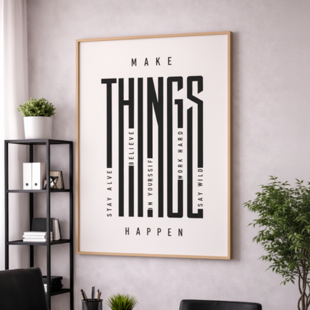 Make Things Happen Minimal Typography Canvas
