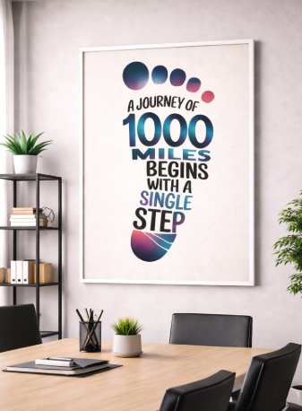 Journey of 1000 Miles Quote Canvas