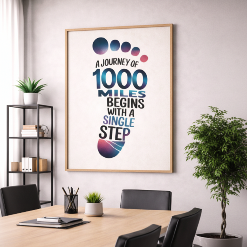 Journey of 1000 Miles Quote Canvas