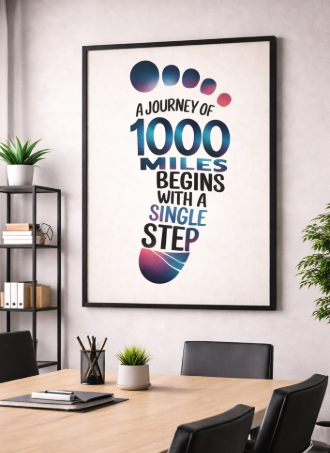 Journey of 1000 Miles Quote Canvas