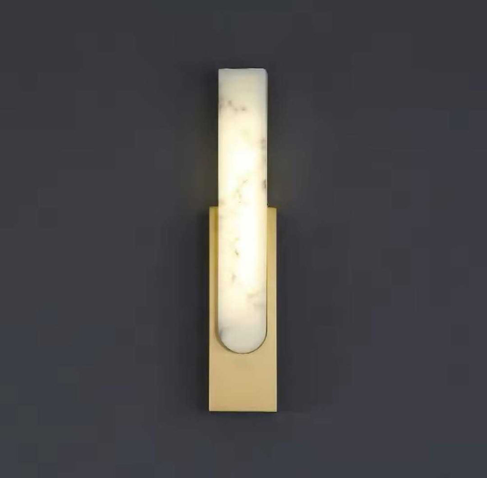 Minimalist Marble Effect Wall SconceMinimalist Marble Effect Wall SconceEnhance your interior with this sleek wall sconce featuring a marble-effect glass diffuser and a gold-finished base. Perfect for adding ambient lighting and eleganceWall LightsWadi Home