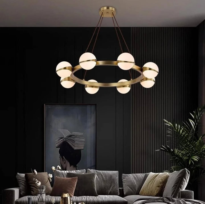 Modern Circular Chandelier with Globe Glass Shades