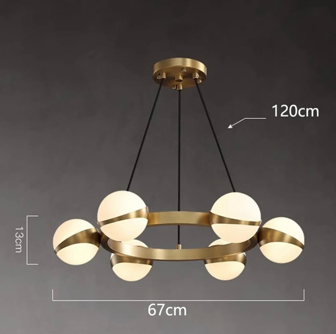 Modern Circular Chandelier with Globe Glass Shades