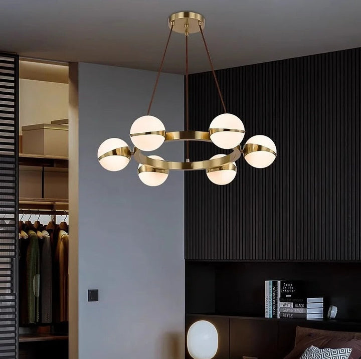 Modern Circular Chandelier with Globe Glass Shades