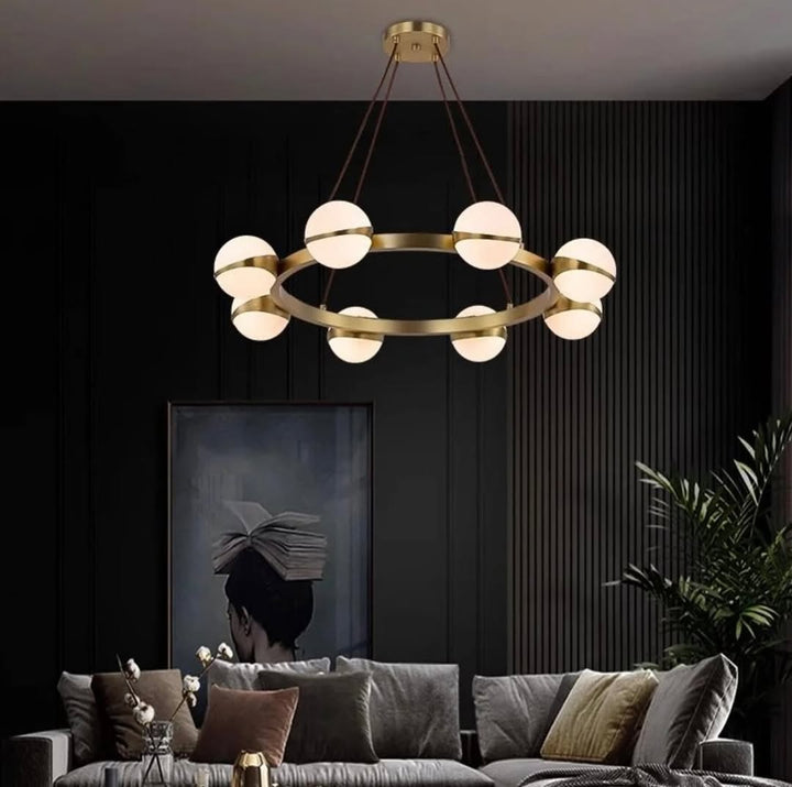 Modern Circular Chandelier with Globe Glass Shades