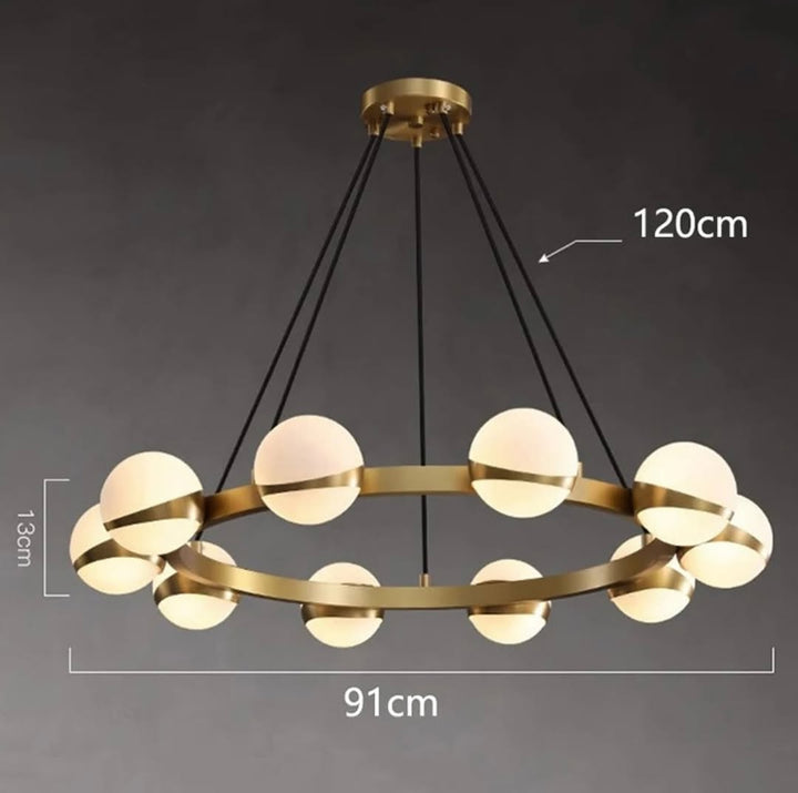 Modern Circular Chandelier with Globe Glass Shades