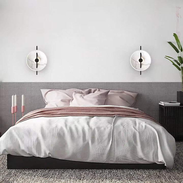 Contemporary Marble Wall Light with Linear Accent
