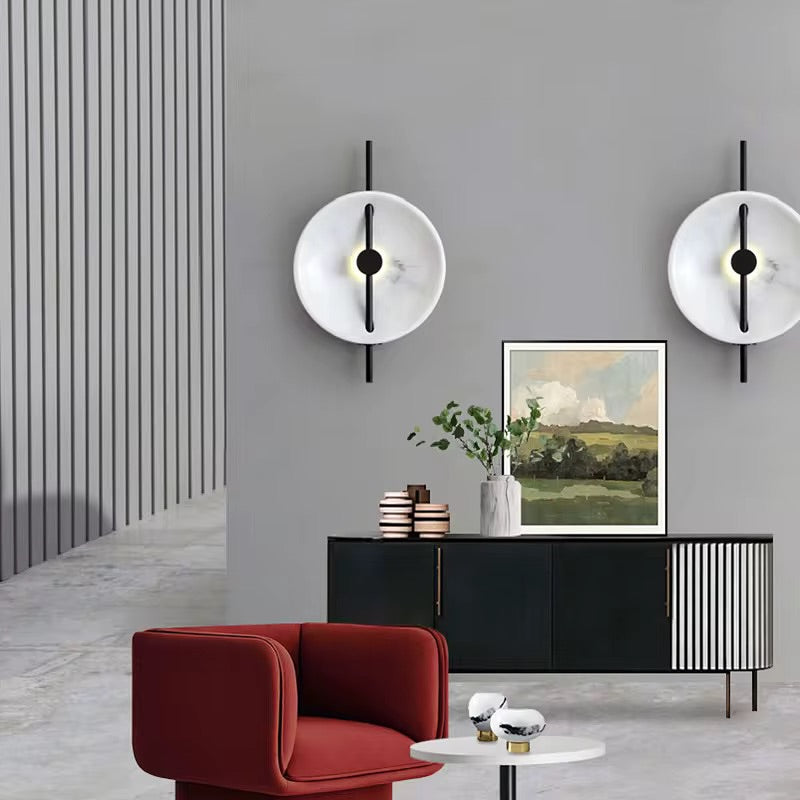 Contemporary Marble Wall Light with Linear Accent