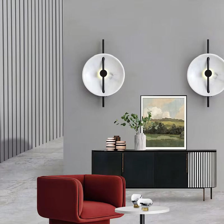 Contemporary Marble Wall Light with Linear Accent