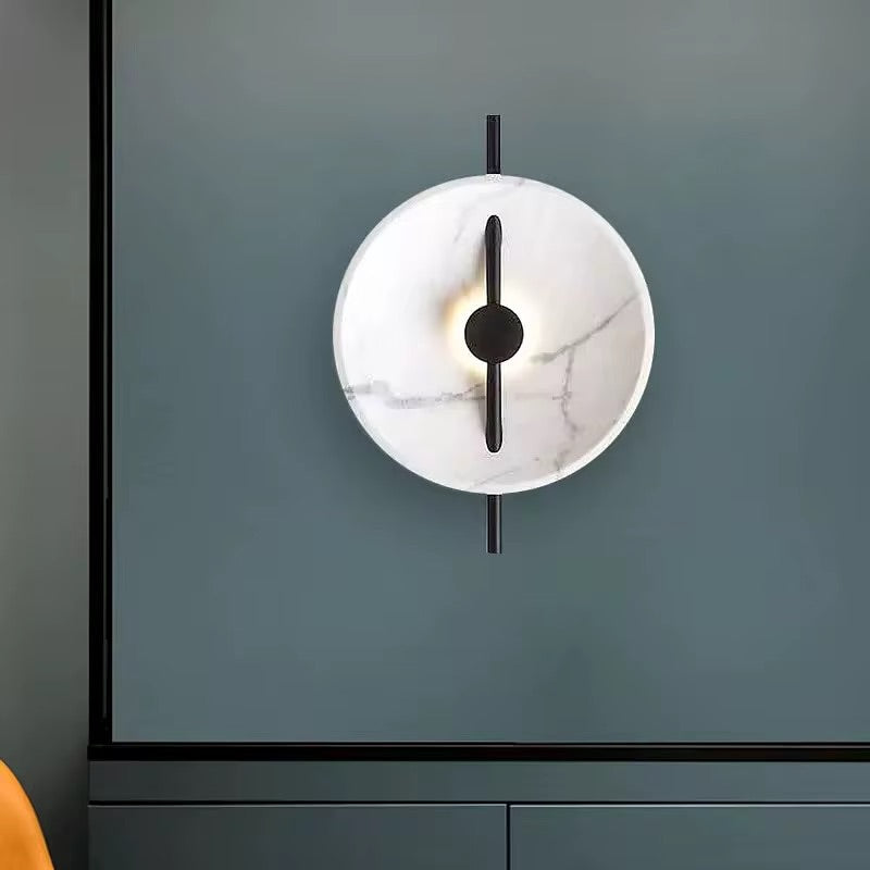 Contemporary Marble Wall Light with Linear Accent
