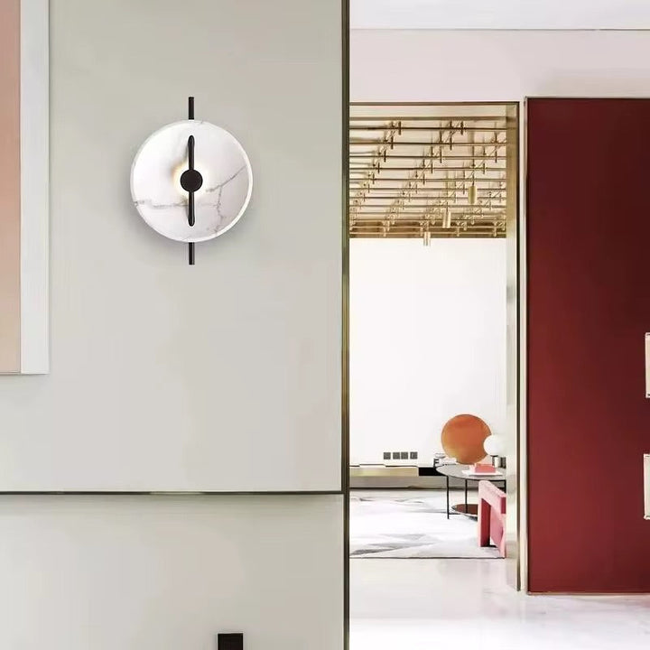 Contemporary Marble Wall Light with Linear Accent