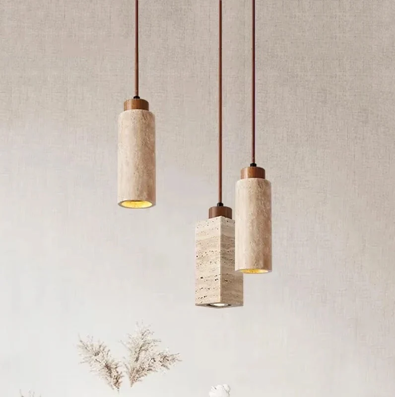 Modern Pendant Light with Natural Stone Shades