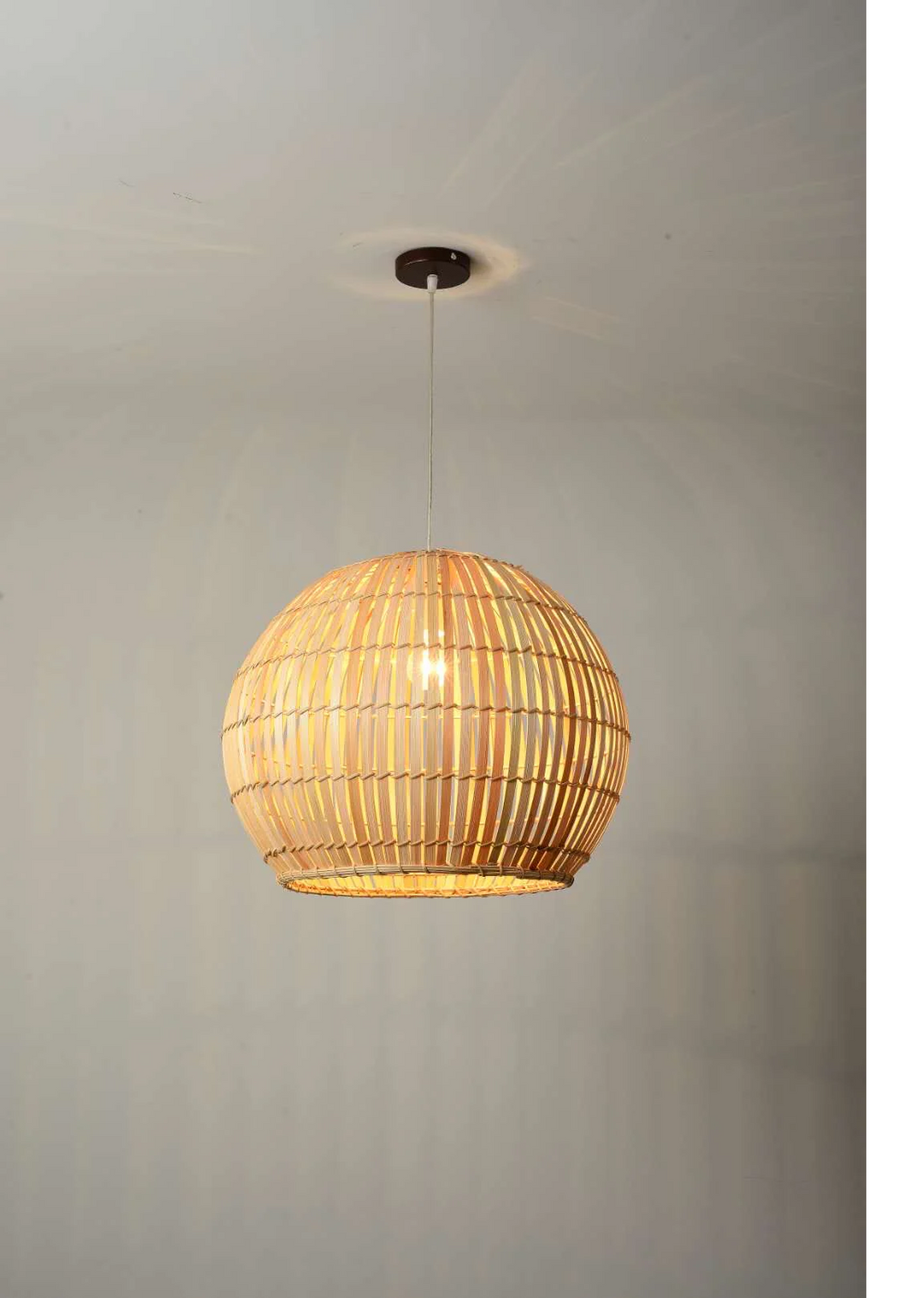 Natural Bamboo Pendant Light with Warm Ambient Glow