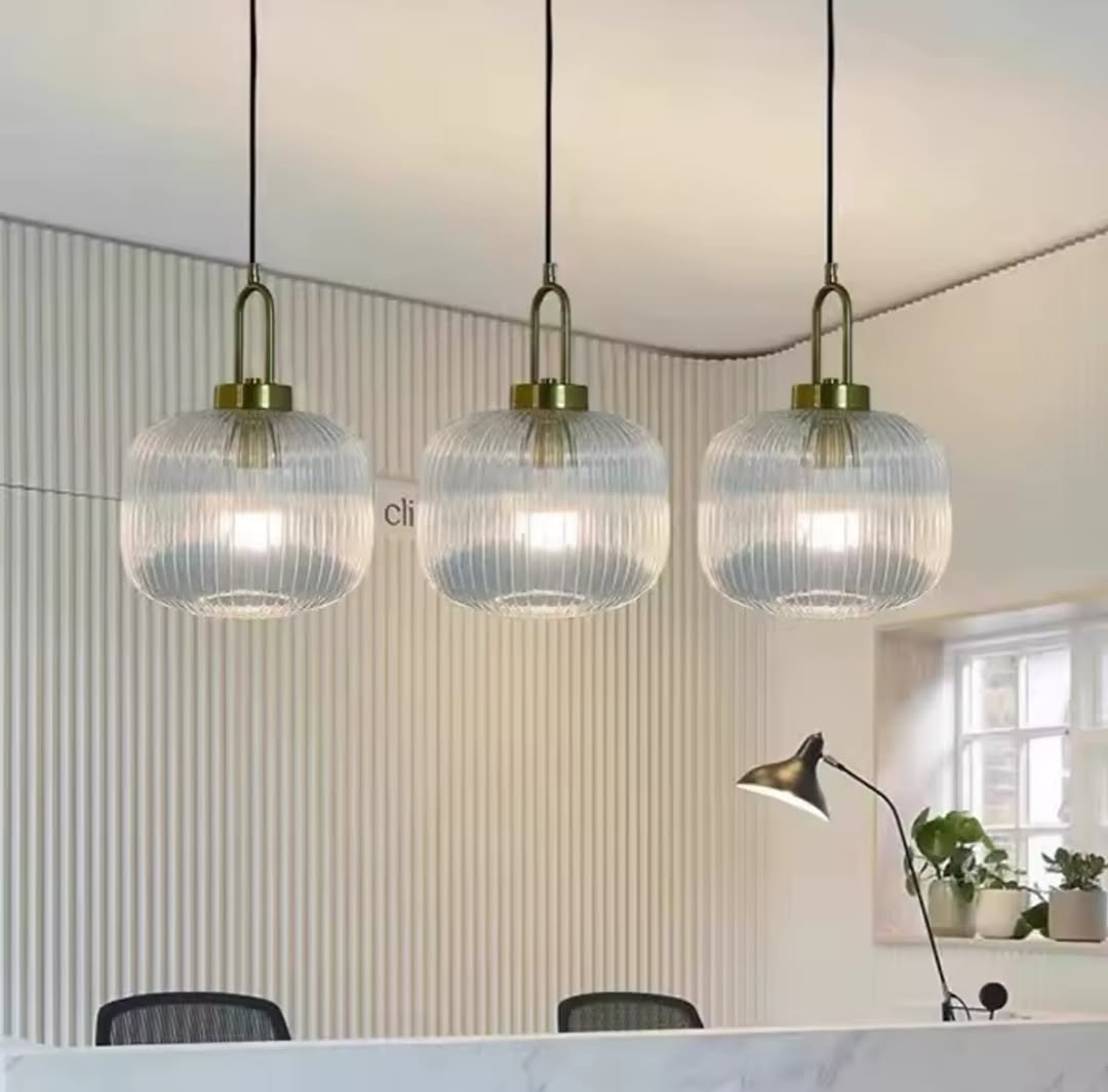 Modern Ribbed Glass Pendant Lights