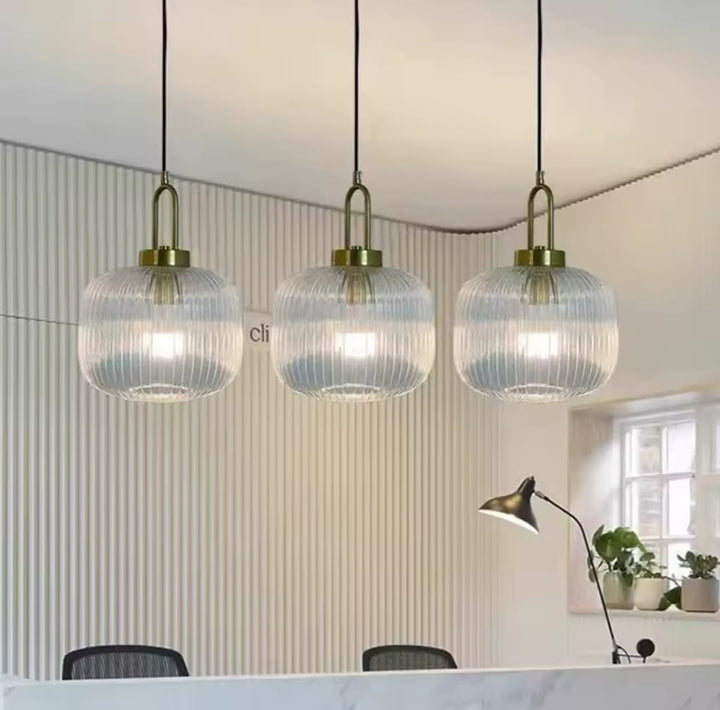 Modern Ribbed Glass Pendant Lights