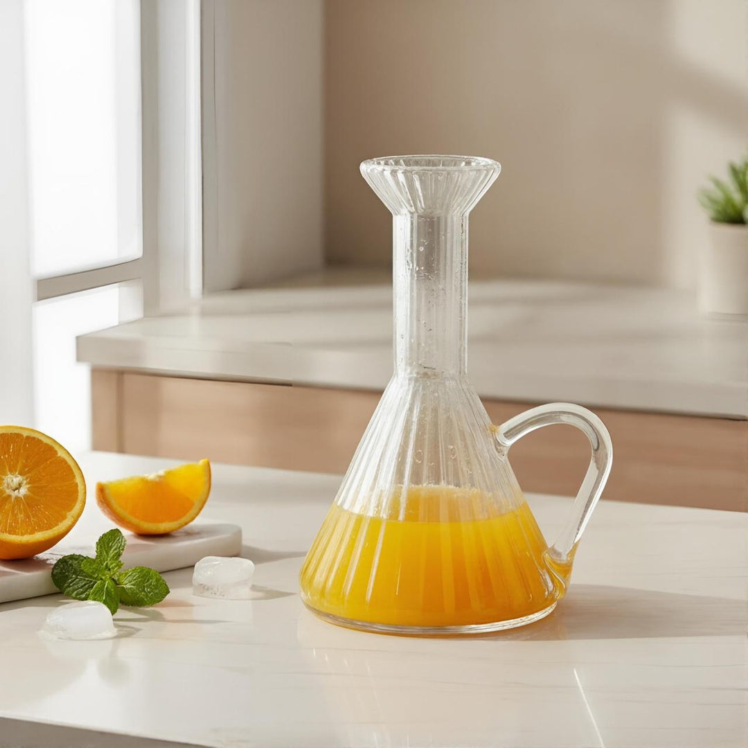 Ghary Ribbed Glass Carafe with Handle
