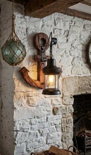 Anchor Wood Wall Sconce  - Rustic