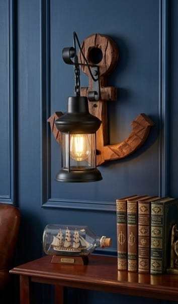 Anchor Wood Wall Sconce  - Rustic
