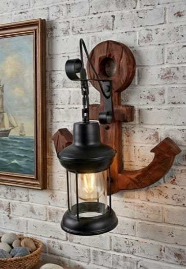 Anchor Wood Wall Sconce  - Rustic