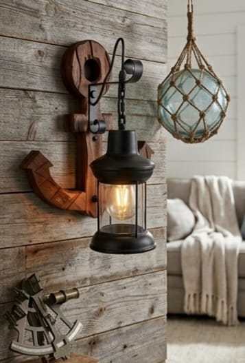 Anchor Wood Wall Sconce  - Rustic