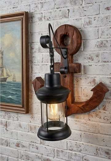 Anchor Wood Wall Sconce  - Rustic