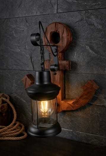 Anchor Wood Wall Sconce  - Rustic