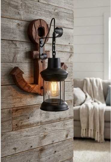 Anchor Wood Wall Sconce  - Rustic