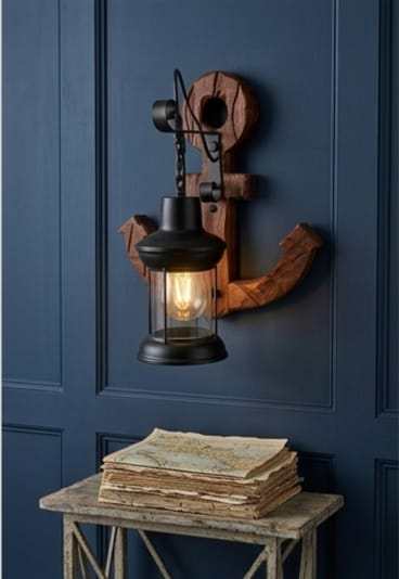 Anchor Wood Wall Sconce  - Rustic