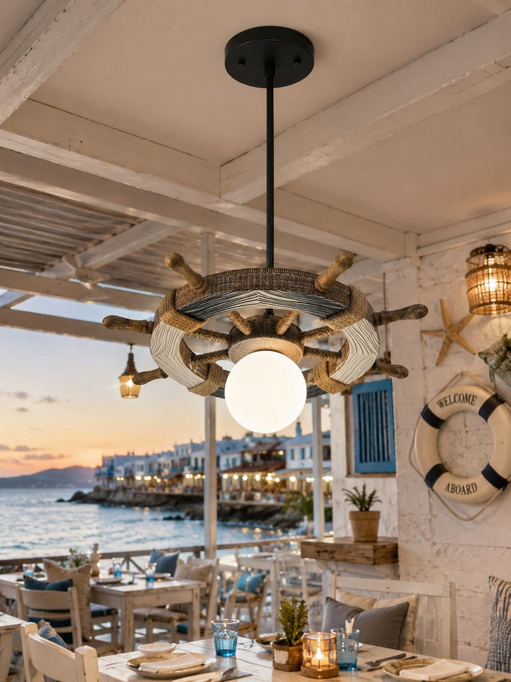 Nautical Ship Wheel Pendant Light