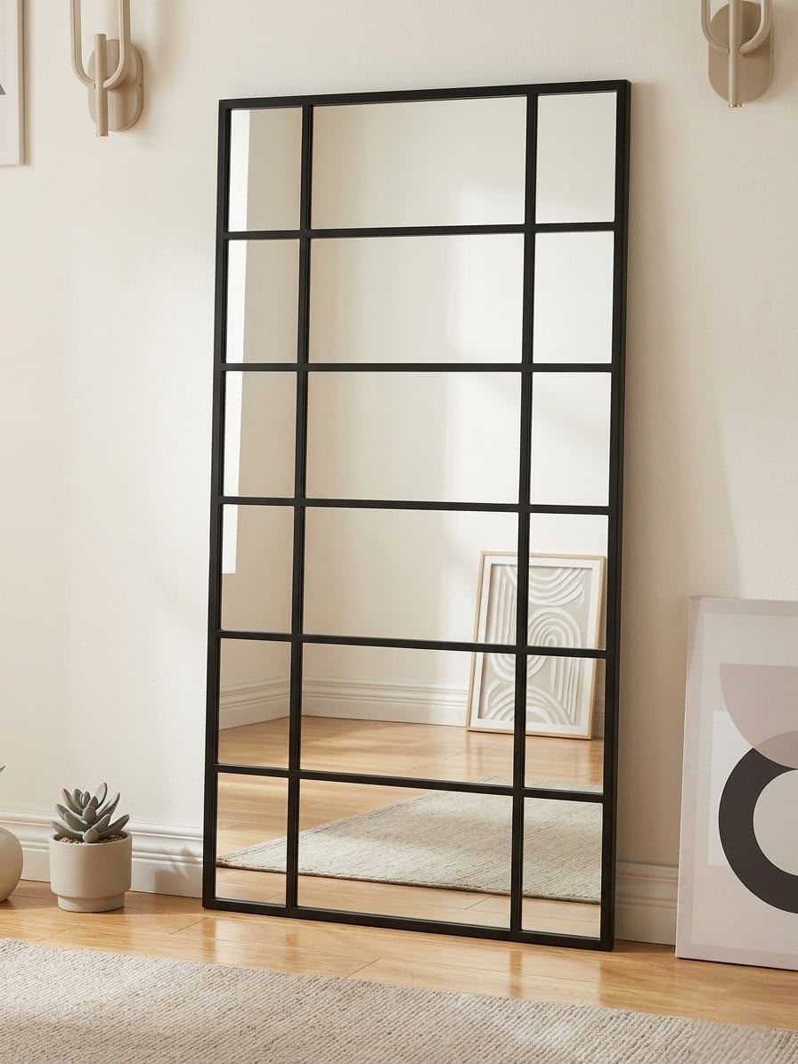 Full Length Grid Pane Wall Mirror
