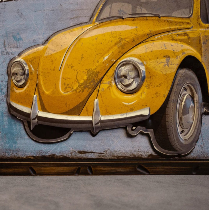 Vintage Yellow Car Rental Retro Wall Art