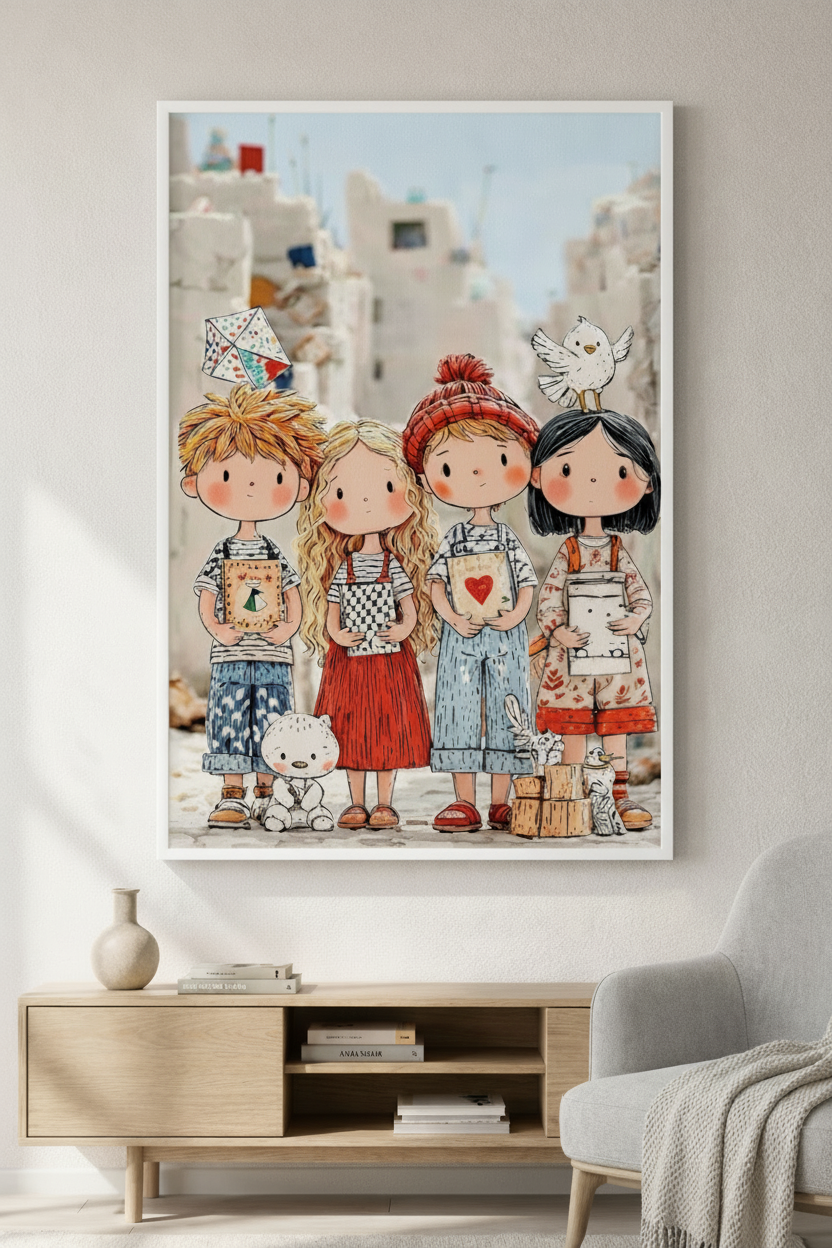 Childhood Friends Canvas Wall Art