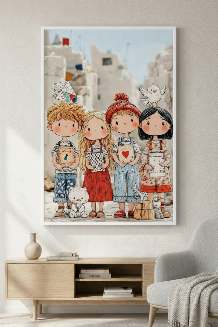 Childhood Friends Canvas Wall Art