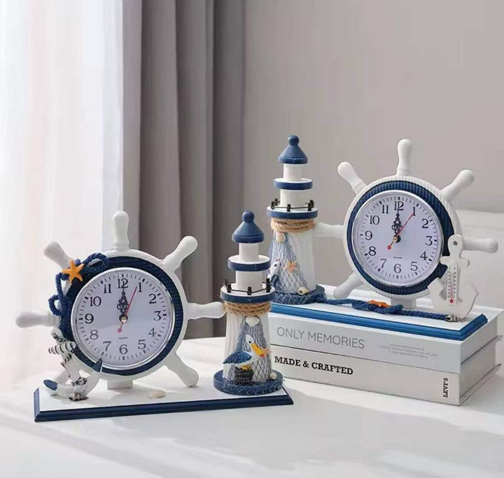 Nautical table clock set with maritime design for table decor