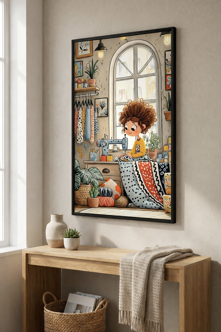 Cozy Atelier Girl Canvas Wall Art