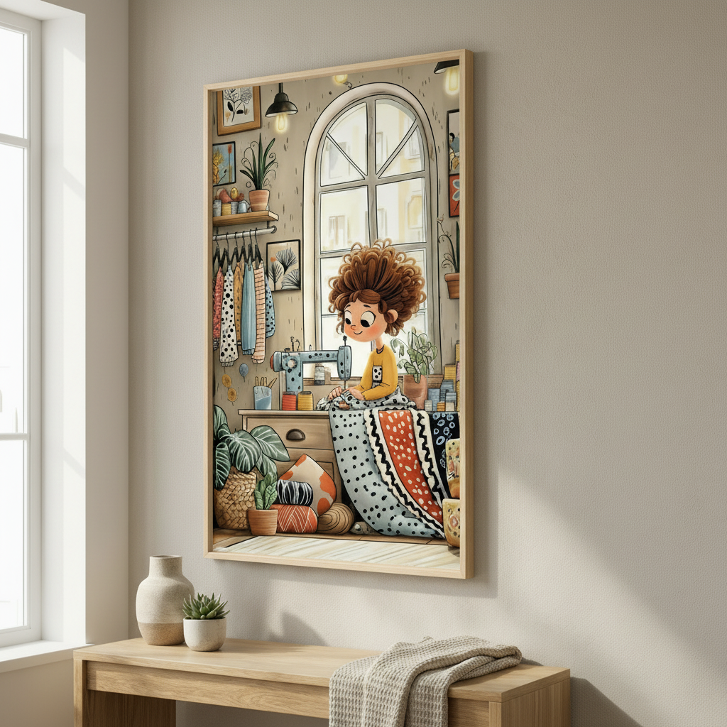 Cozy Atelier Girl Canvas Wall Art