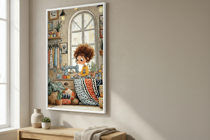 Cozy Atelier Girl Canvas Wall Art