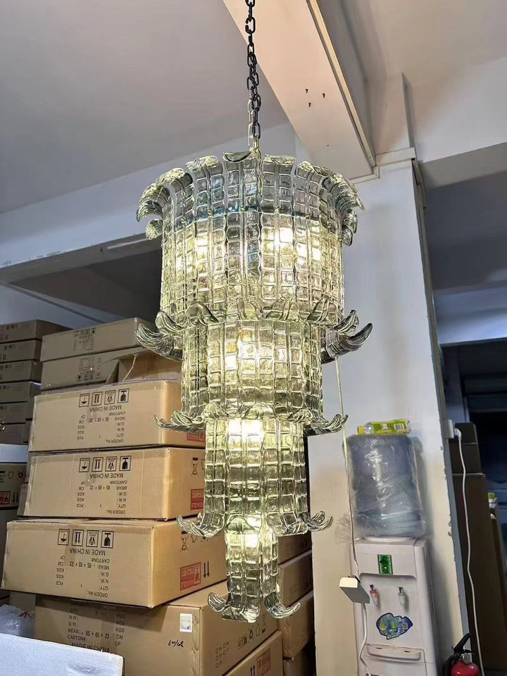 Modern Glass Chandelier with Multi-Layer Design