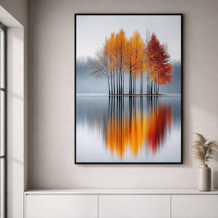 Autumn Trees Reflection Framed Wall Art
