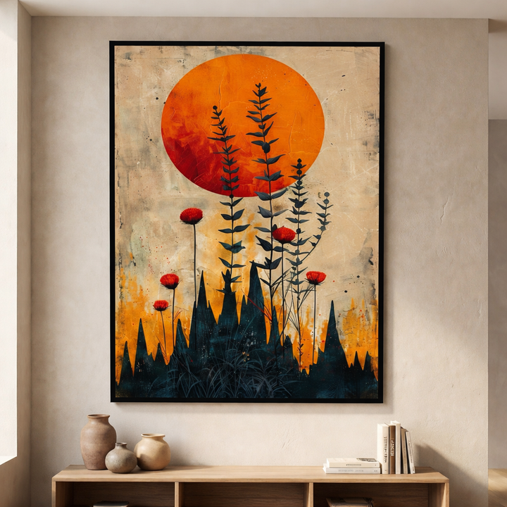 Abstract Botanical Sunset Canvas