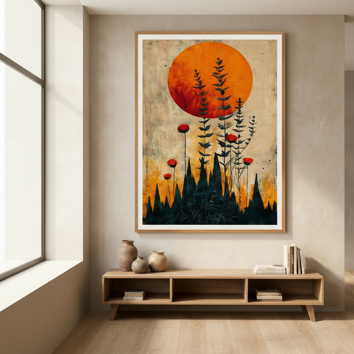 Abstract Botanical Sunset Canvas